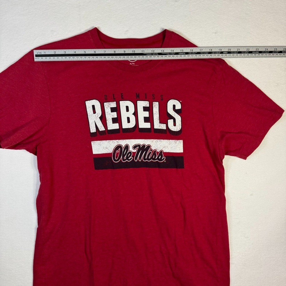 '47 BRAND Men's XL UNIVERSITY OF MISSISSIPPI Ole Miss Rebels Heather Red T-Shirt - Picture 6 of 8